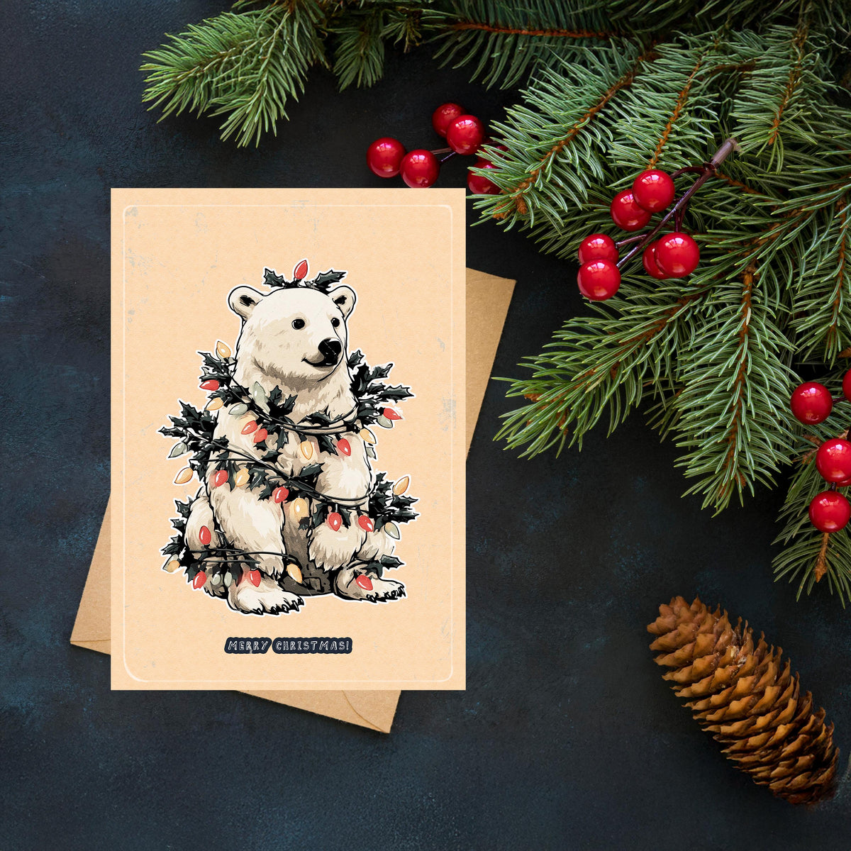 Polar Bear Christmas Card | Cute Winter Holiday Greeting