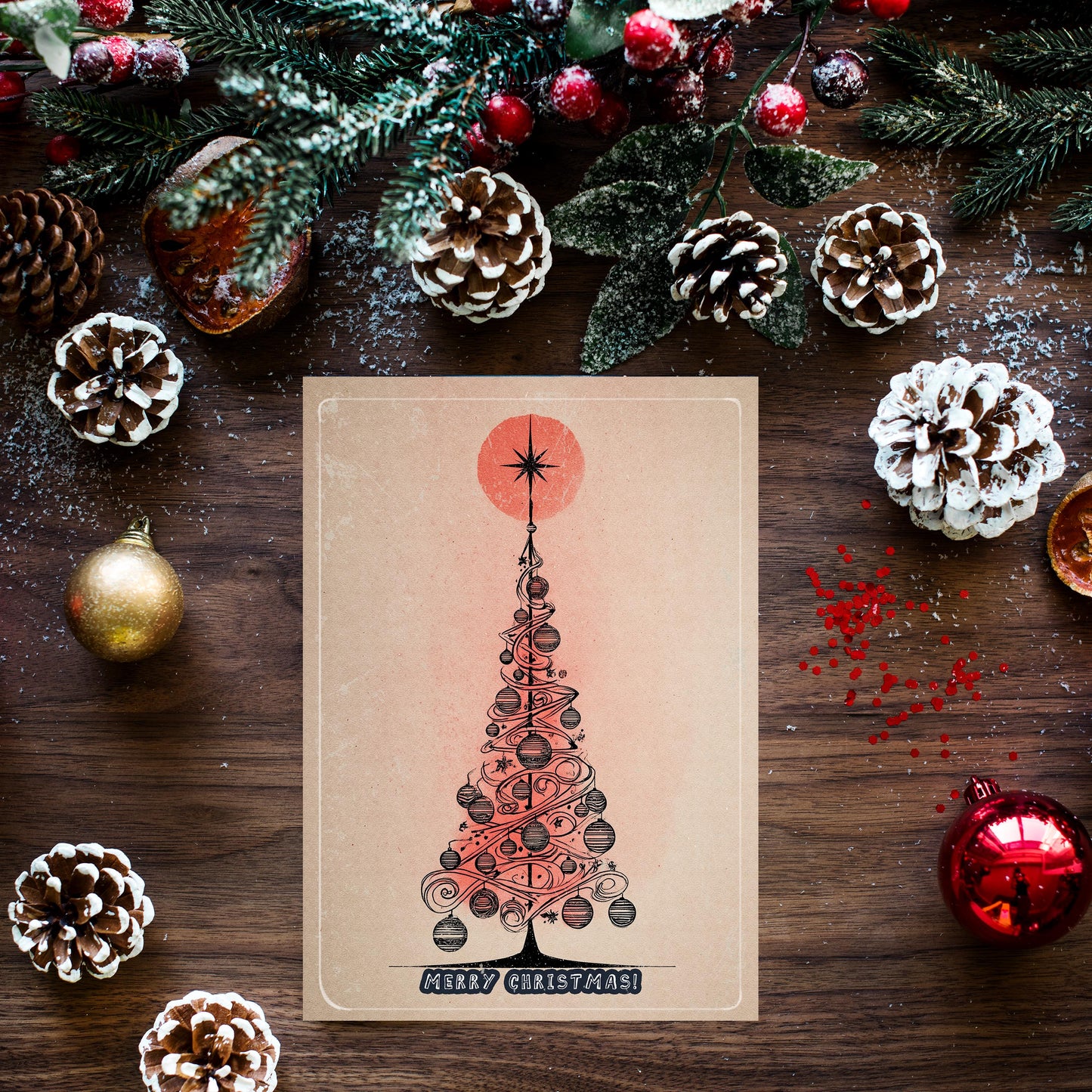 Japanese Christmas Tree Card | Festive Holiday Greeting