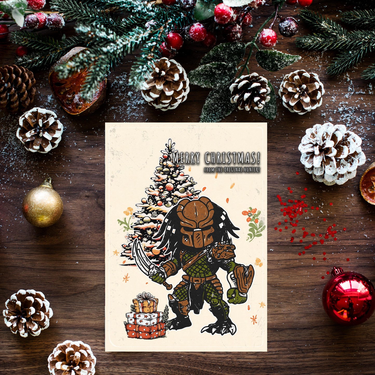 Funny Predator Christmas Card • Sci-Fi Holiday Greeting