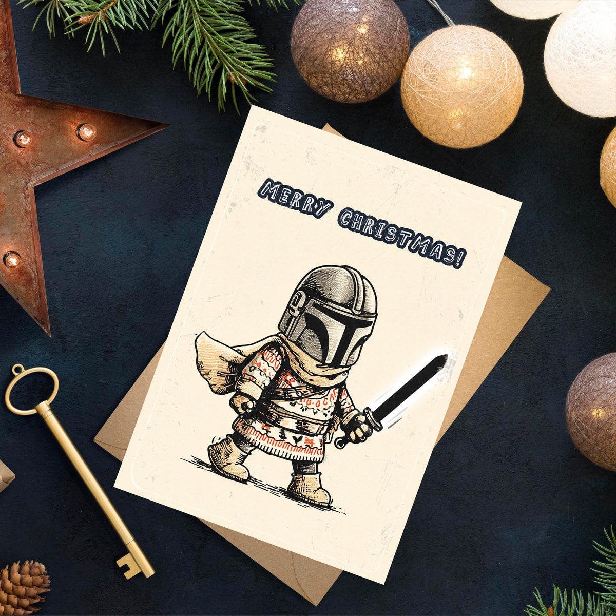 Funny Mandalorian Christmas Card • Star Wars Holiday Gift