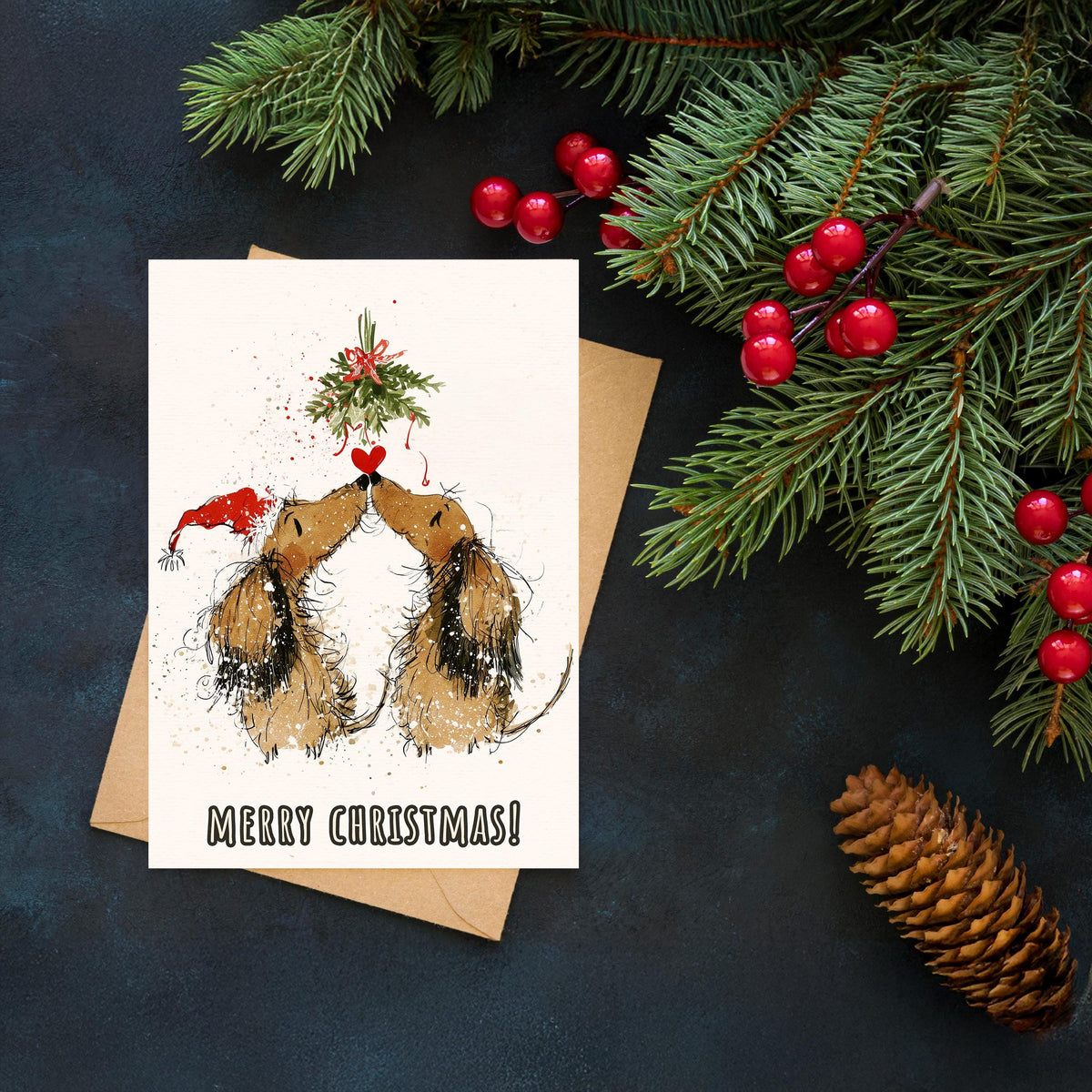 Dachshund Christmas Card, Cute Sausage Dog Xmas Card, Wiener Dog Christmas, Dog Lover Holiday Card, Funny Dog Gift, Puppy Christmas