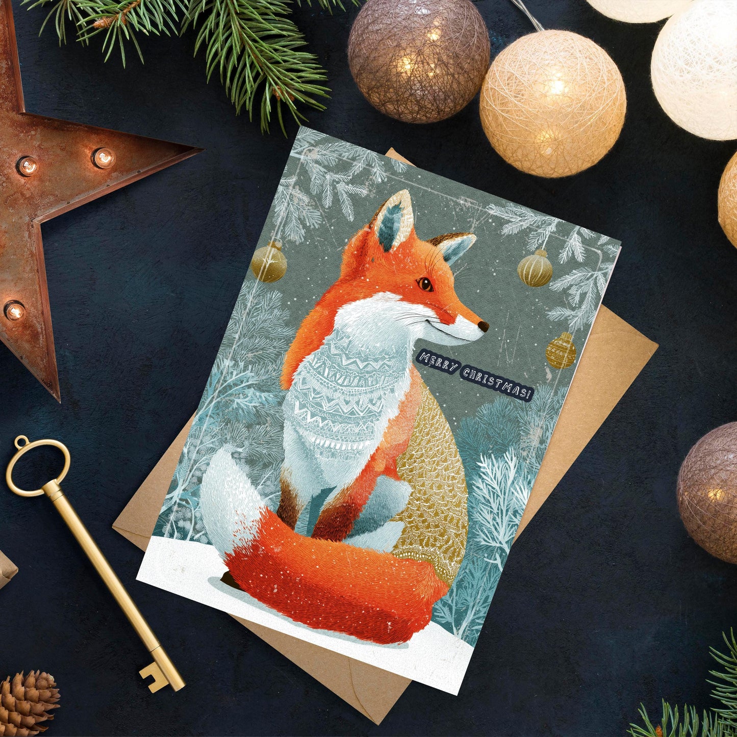Fox Christmas Card | Japanese Art Holiday Greeting