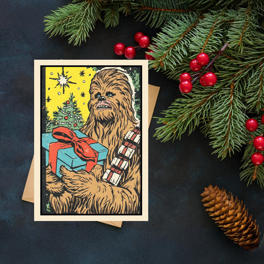 Funny Chewbacca Christmas Card | Geeky Star Wars Holiday Greeting
