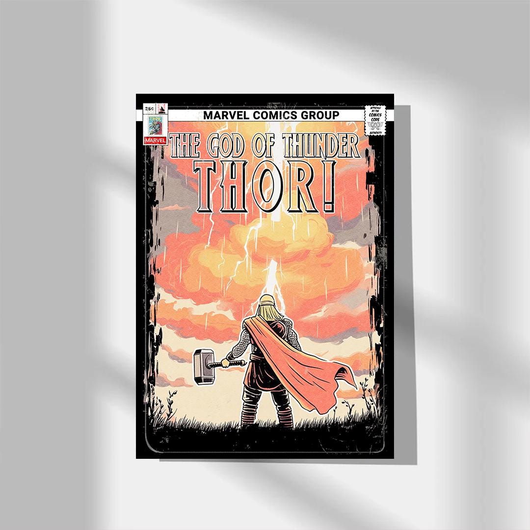 Thor Poster, Avengers Poster, Superhero Poster, God of Thunder Print, A3, A4, A5, Comic Book Poster, Marvel Print, Marvel Poster