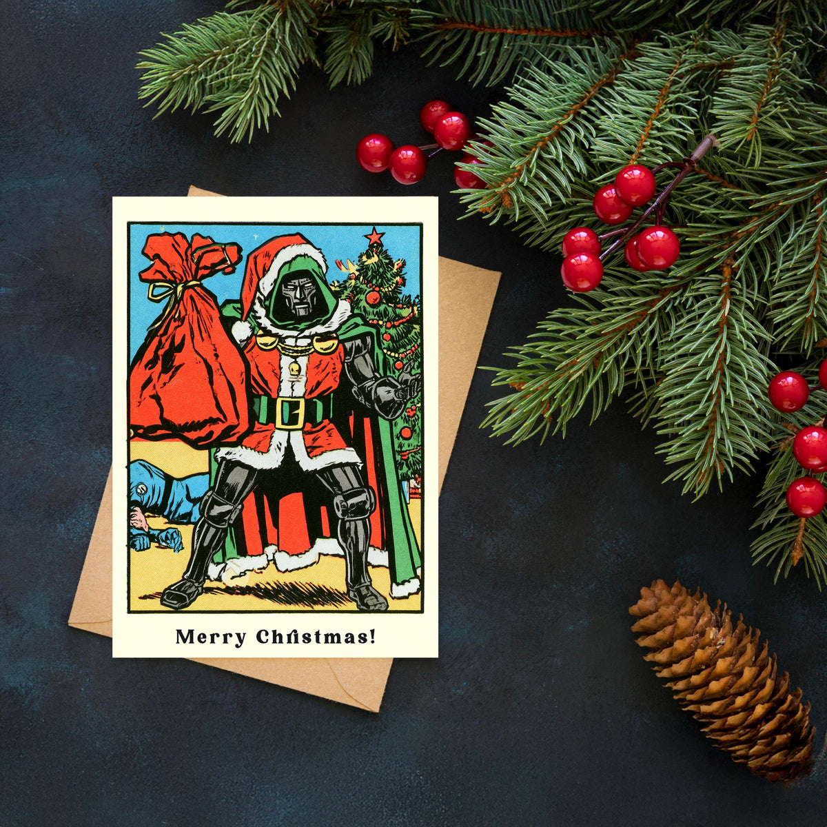 Doom Christmas Card, Funny Marvel Christmas Card, Doctor Doom Xmas Card, Superhero Holiday Card, Comic Book Christmas Gift
