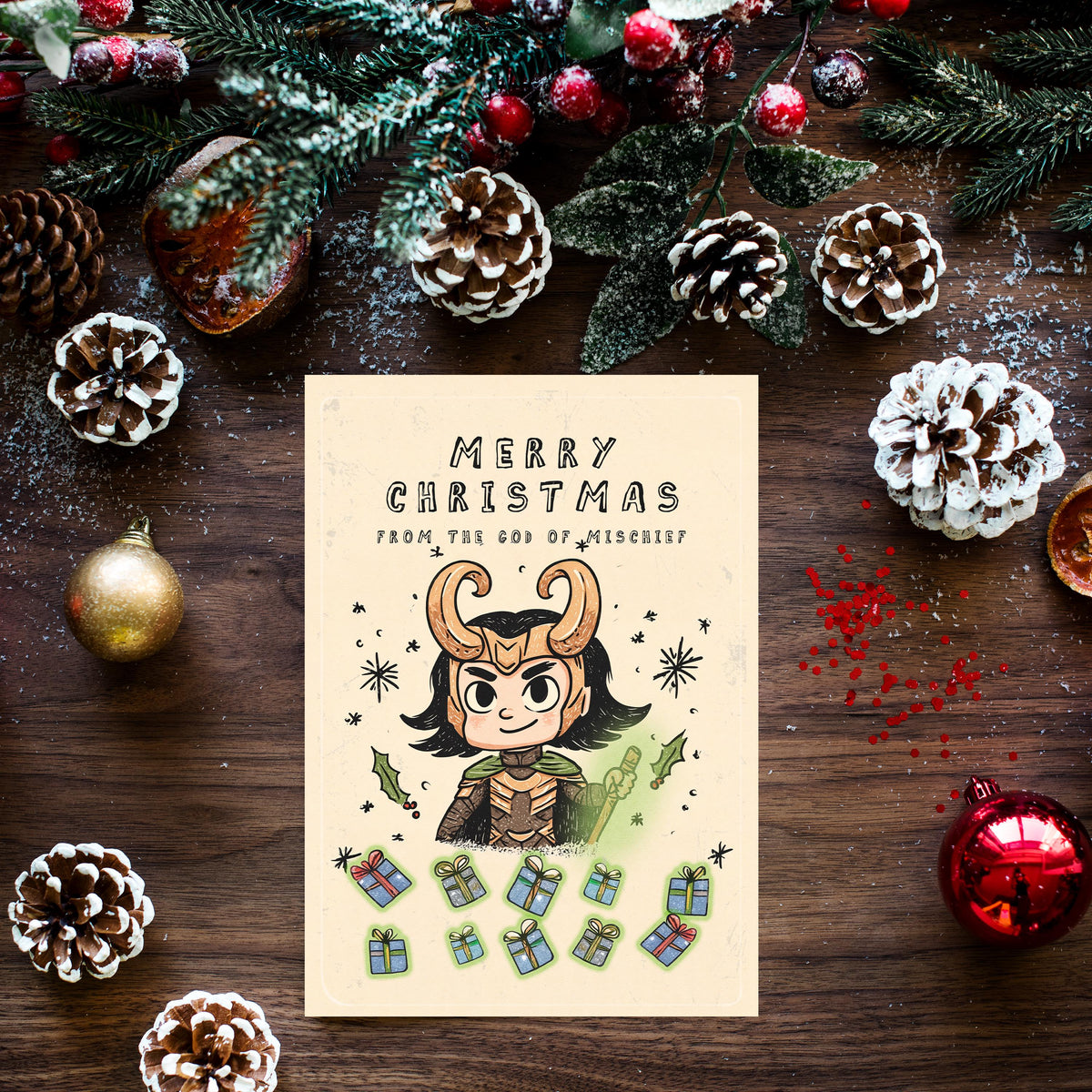 Funny Loki Christmas Card, Marvel Holiday Greeting