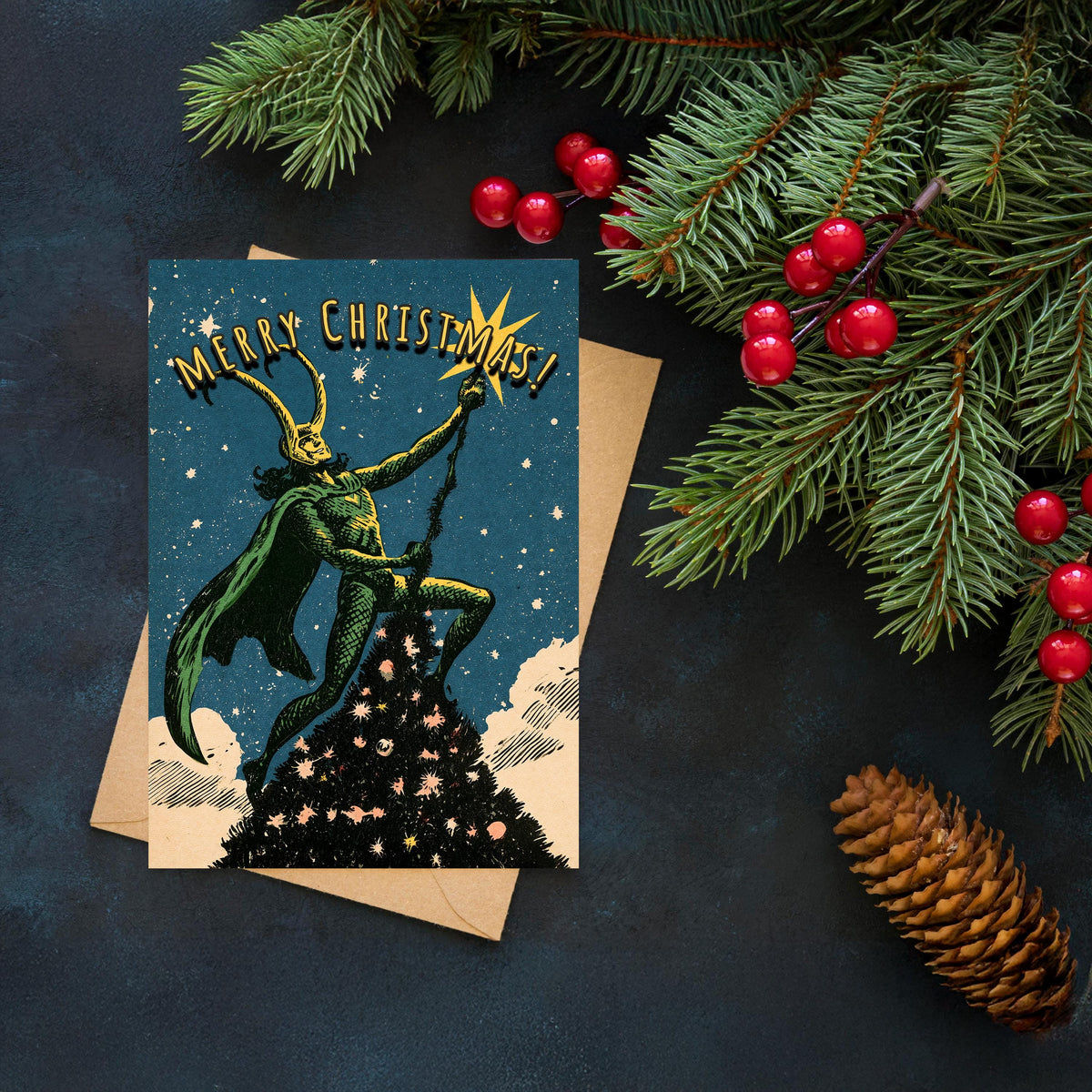 Loki Christmas Card, Funny Marvel Christmas Card, Norse God Holiday Card, Comic Book Christmas Card, Loki Fan Gift, Geeky Xmas Card