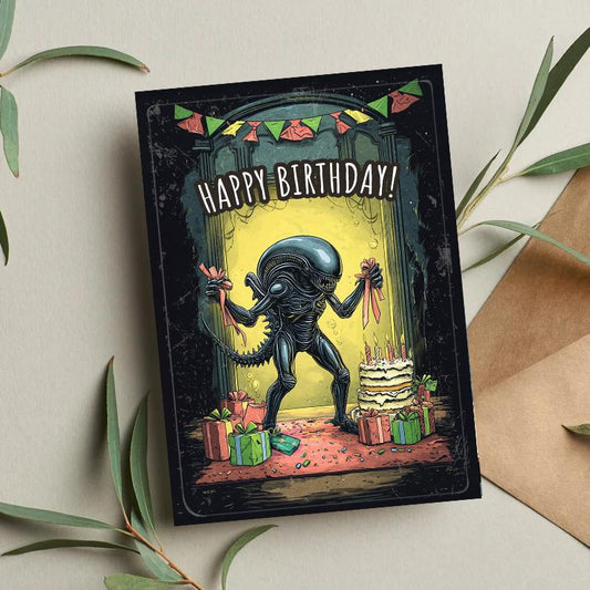 Alien Birthday Card, Alien Card, Birthday Card, Funny Birthday Card, Holiday Card, Alien Birthday Card, Alien Romeulus