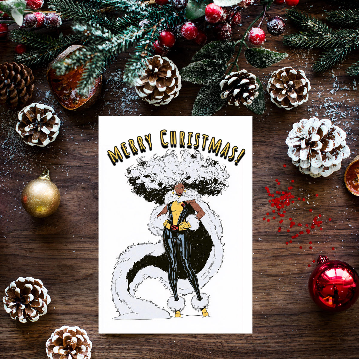 Storm Christmas Card, X-Men Superhero Christmas Card, Marvel Xmas Card, Comic Book Holiday Card, Storm Gift, Mutant Fan Gift, Geek Christmas