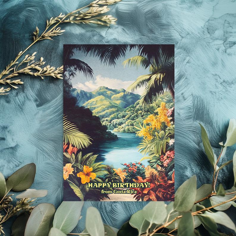 Costa Rica Birthday Card: Tropical Rainforest Travel Card