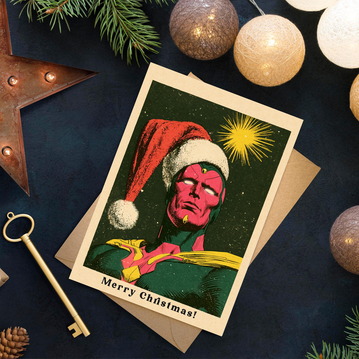 Vision Christmas Card, Marvel Superhero Xmas Card, Vision Holiday Card, Avengers Christmas Card, Comic Book Christmas, Marvel Fan Gift