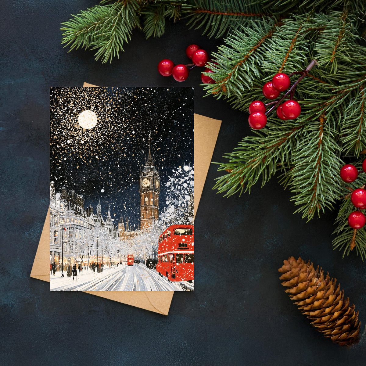 London Christmas Card, London Winter Card, Big Ben Christmas Card, London Xmas Card, British Holiday Card, London Gift