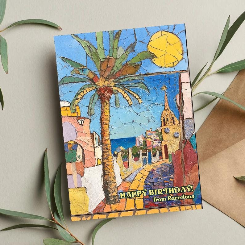 Spain Birthday Card: Spanish Landmark Travel Gift