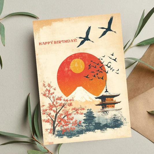 Japan Birthday Card | Japanese Landmark | Tokyo Skyline | Handmade Travel Card | Japan Lover Gift | Unique Birthday Card | Japanese Art
