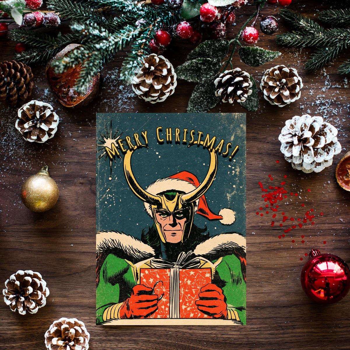 Loki Christmas Card, Funny Marvel Christmas Card, Norse God Holiday Card, Comic Book Christmas Card, Loki Fan Gift, Geeky Xmas Card