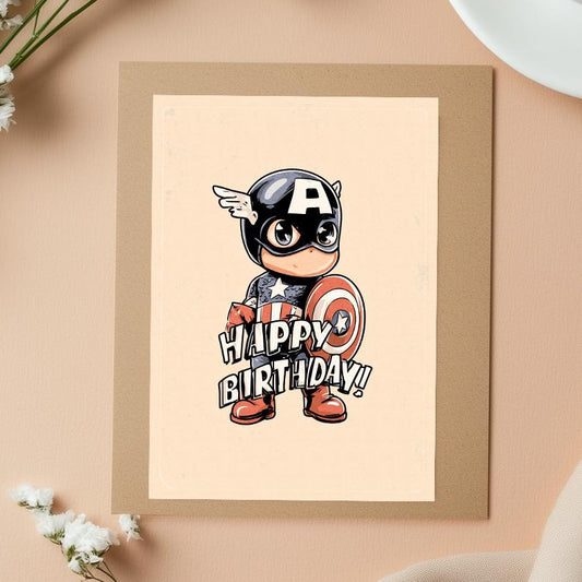 Captain America Birthday Card | Marvel Card Superhero Card | Kids or Adults | Spiderman Greeting Card | Funny Birthday Card