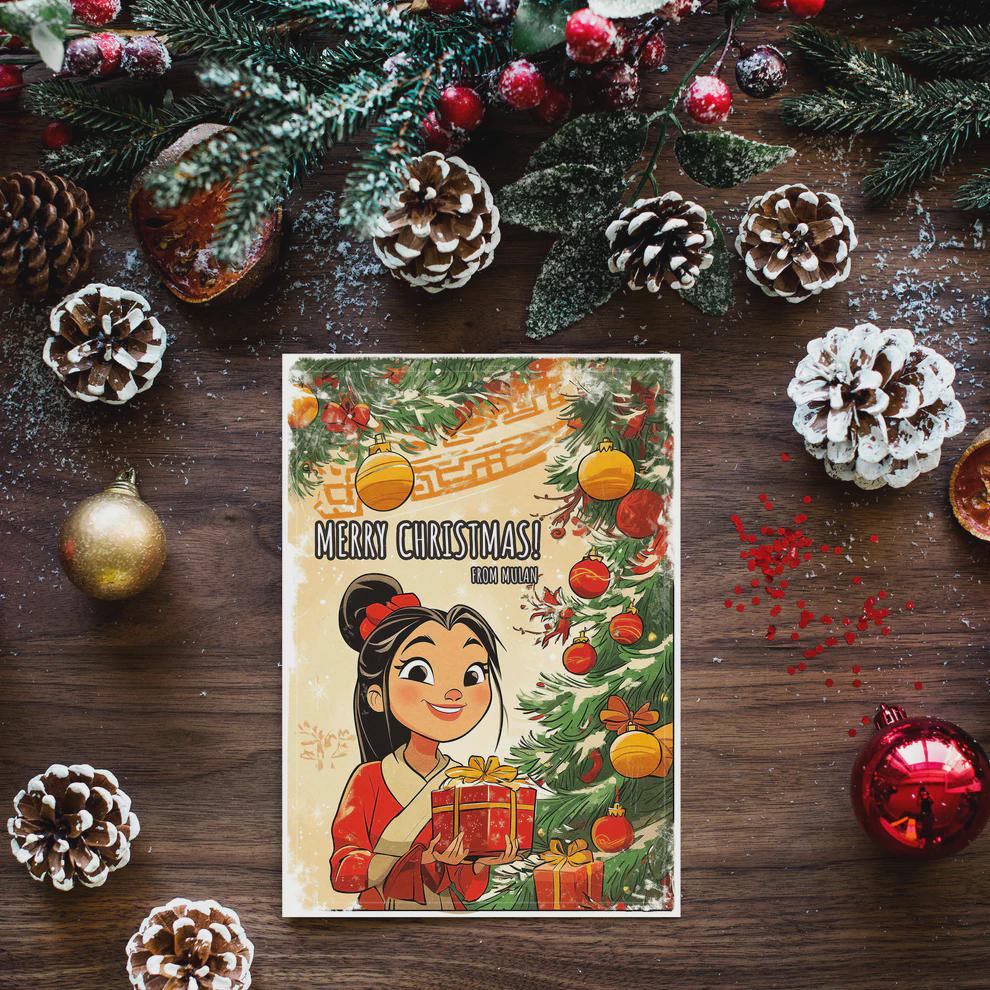 Mulan Christmas Greeting Card, Disney Xmas Gift