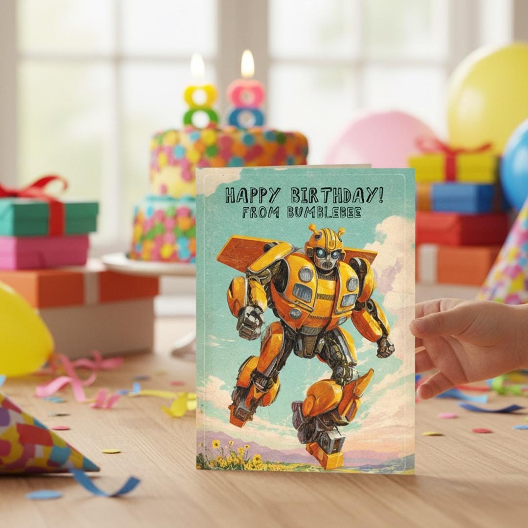 Bumblebee Birthday Card: Funny Transformers Gift