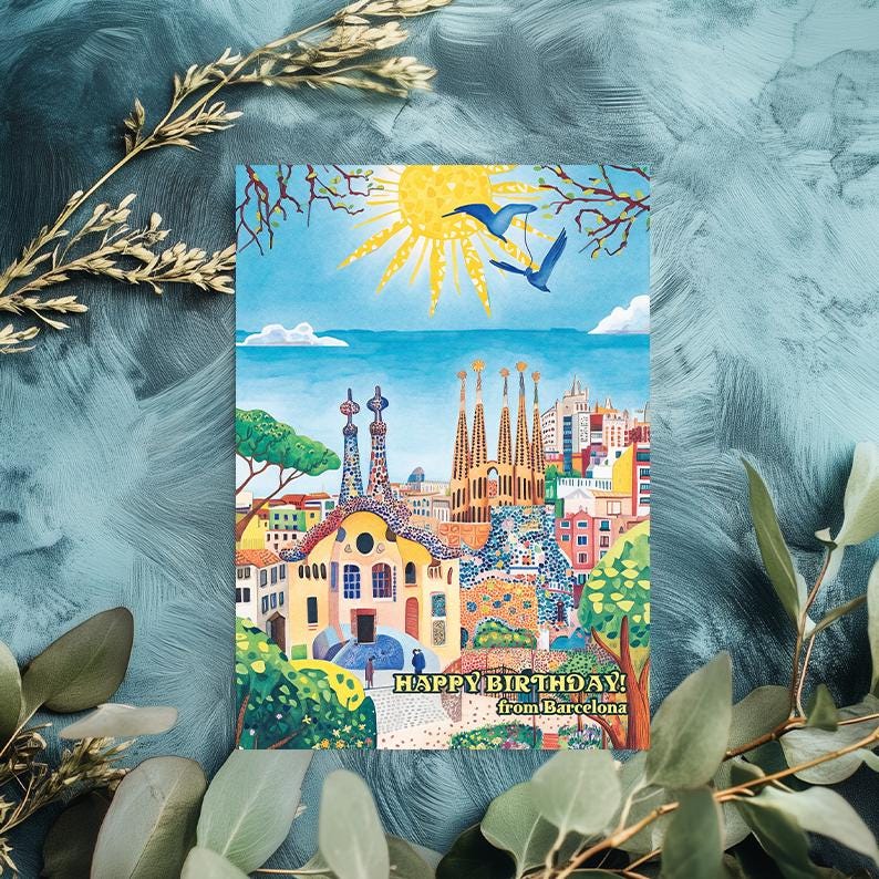 Spain Birthday Card: Spanish Landmark Travel Gift