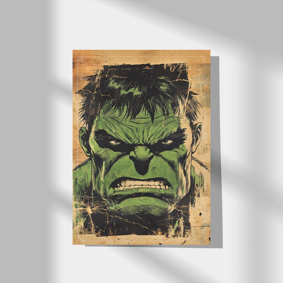 Hulk Comic Book Poster, Avengers, Superhero Wall Art