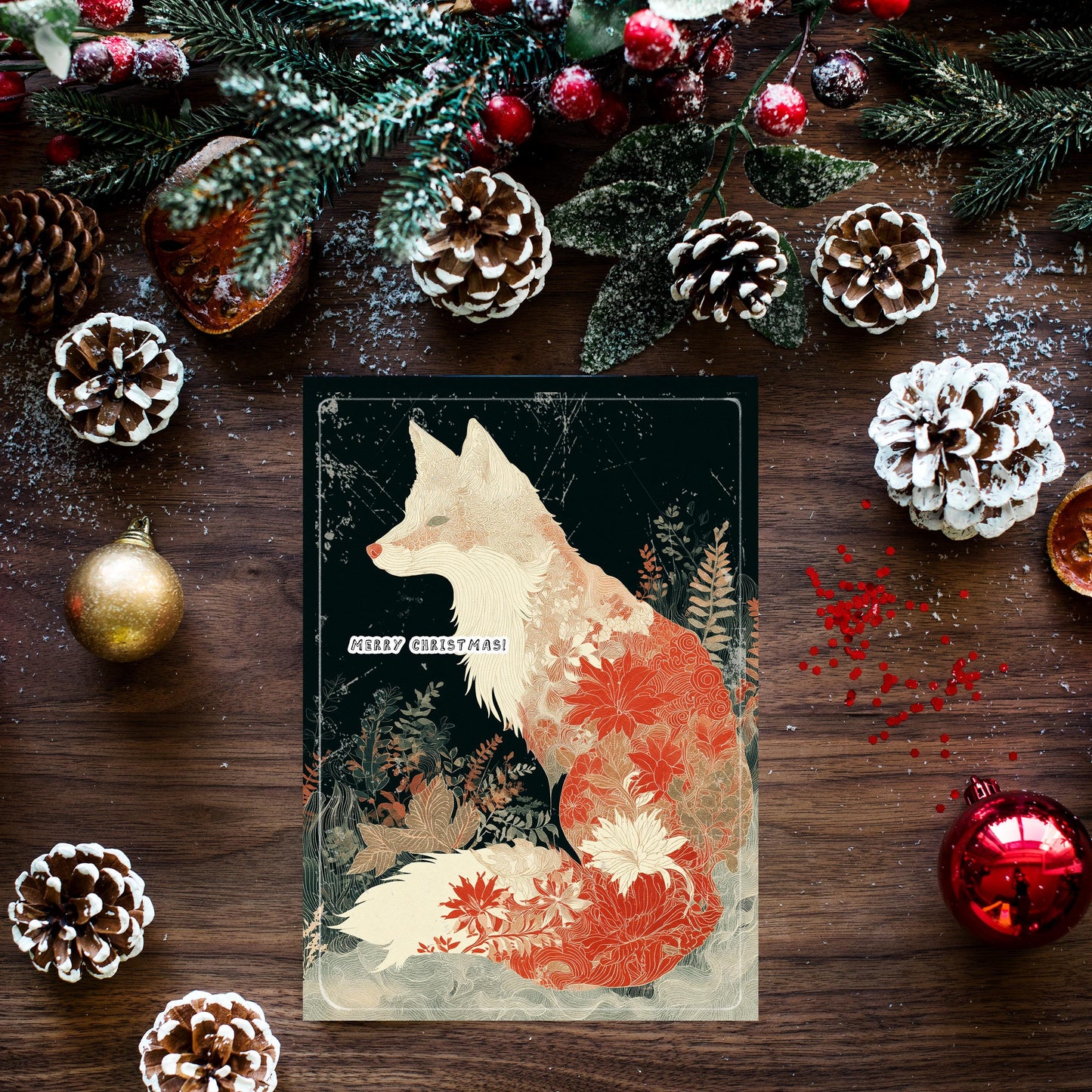 Fox Christmas Card | Japanese Art Holiday Greeting