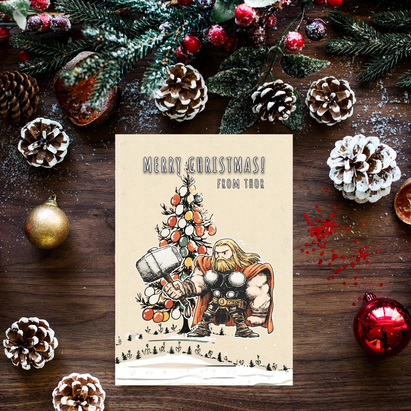 Funny Thor Christmas Card • Avengers Holiday Greeting