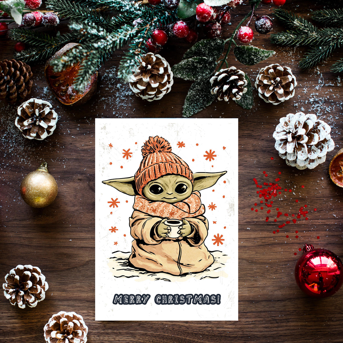 Baby Yoda Christmas Card • Funny Star Wars Holiday Gift