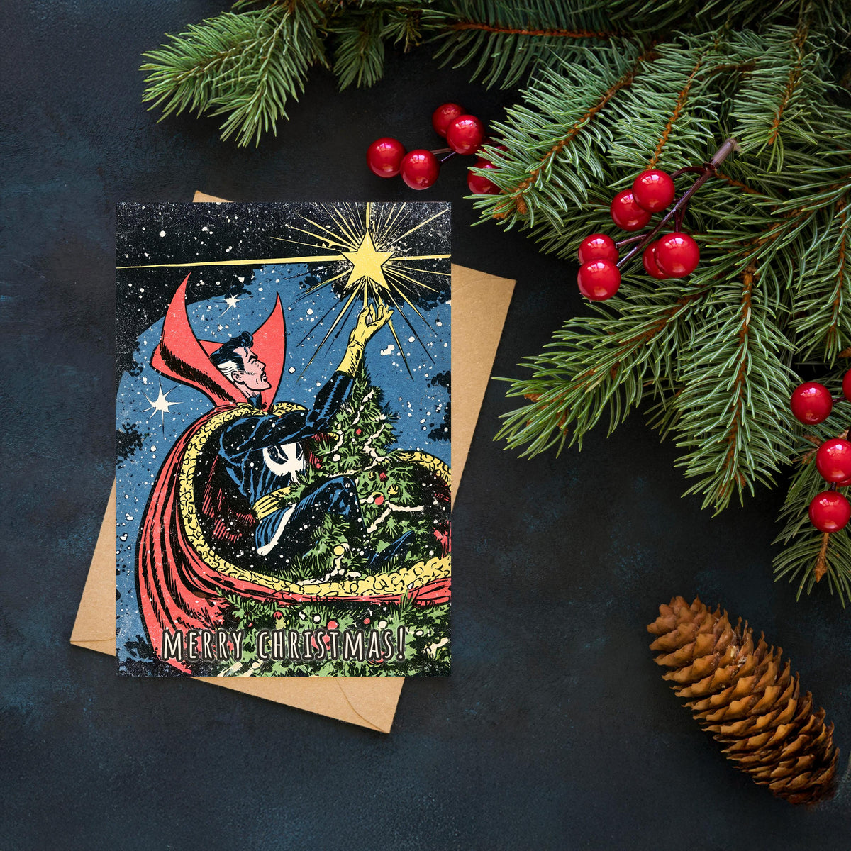 Doctor Strange Christmas Card, Marvel Superhero Xmas Card, Doctor Strange Holiday Card, Comic Book Christmas, Marvel Fan Gift,