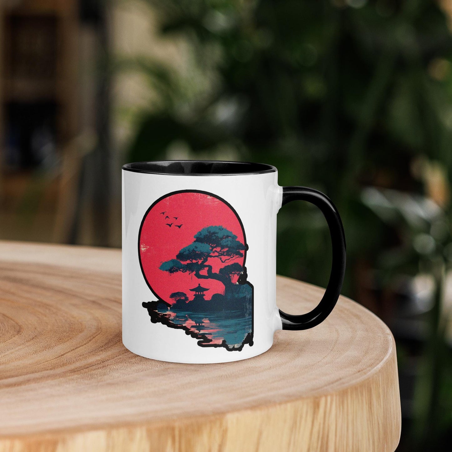 Japan-Themed Ceramic Mug: Sakura Sunrise Travel Art, 11oz