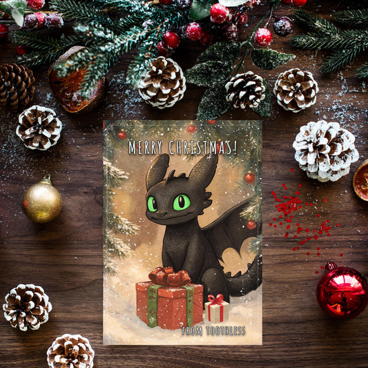 Toothless Christmas Card | Funny Dragon Xmas, HTTYD,
