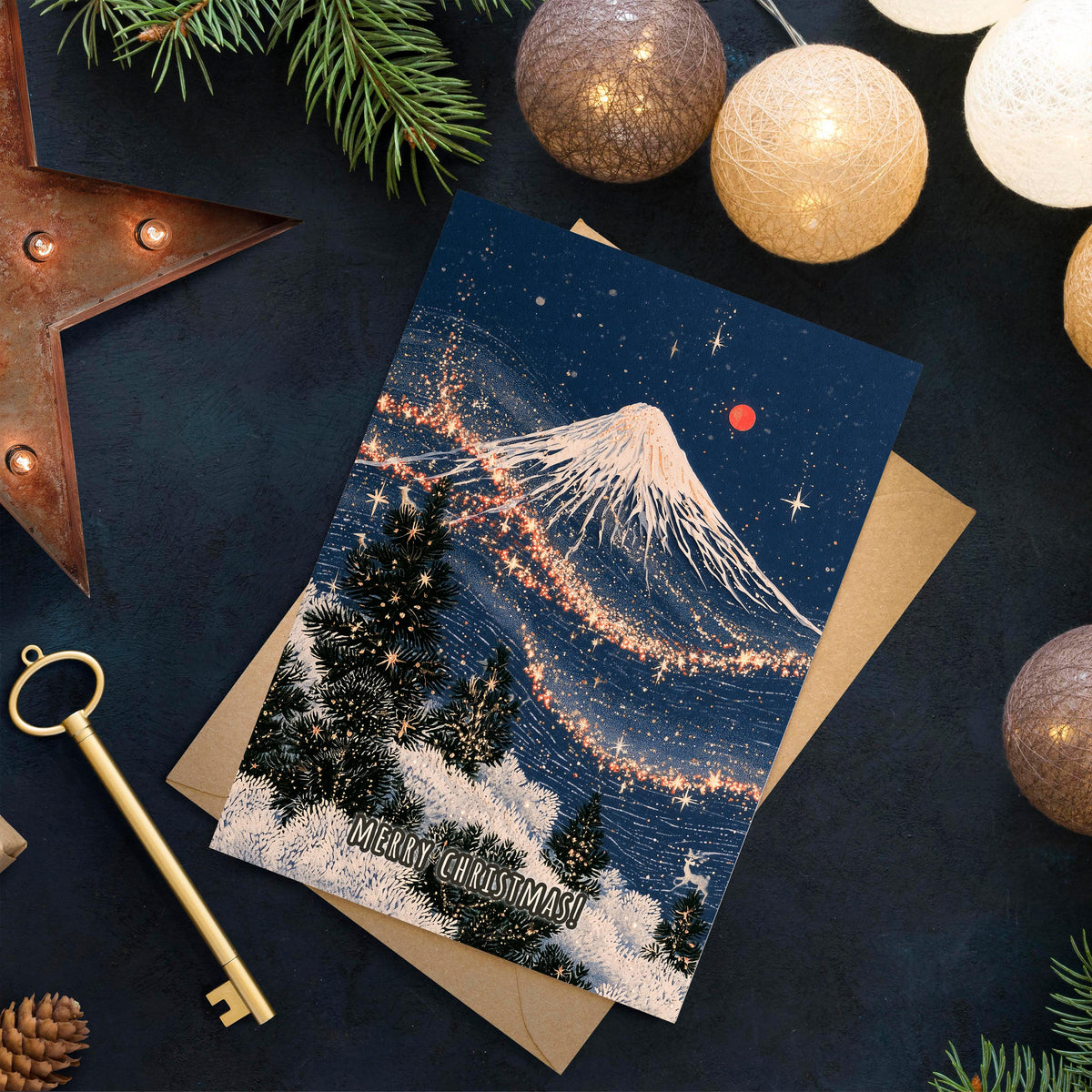 Japan Christmas Card, Japanese Christmas Card, Tokyo Winter Card, Mount Fuji Xmas Card, Japanese Holiday Card, Winter Travel Gift