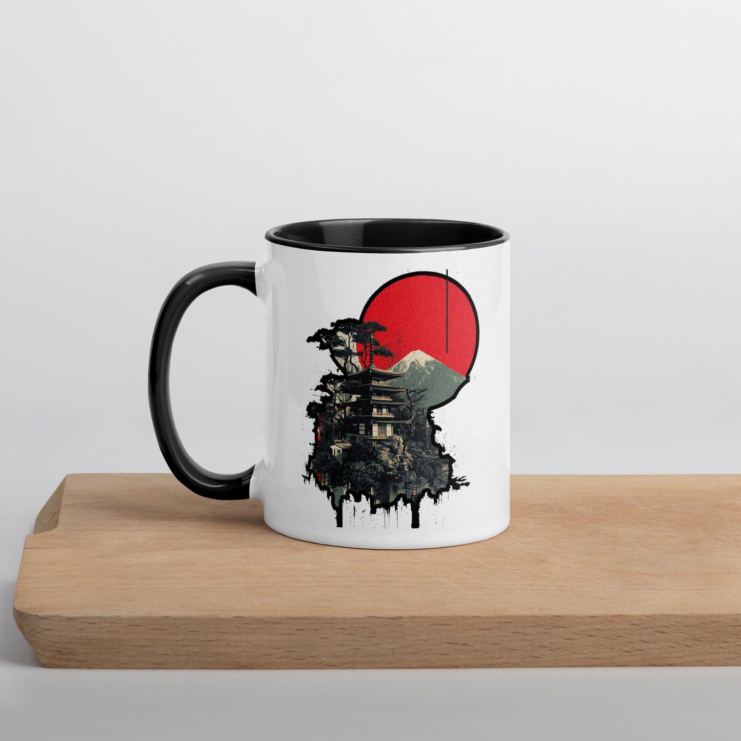 Japan-Themed Ceramic Mug: Sakura Sunrise Travel Art, 11oz