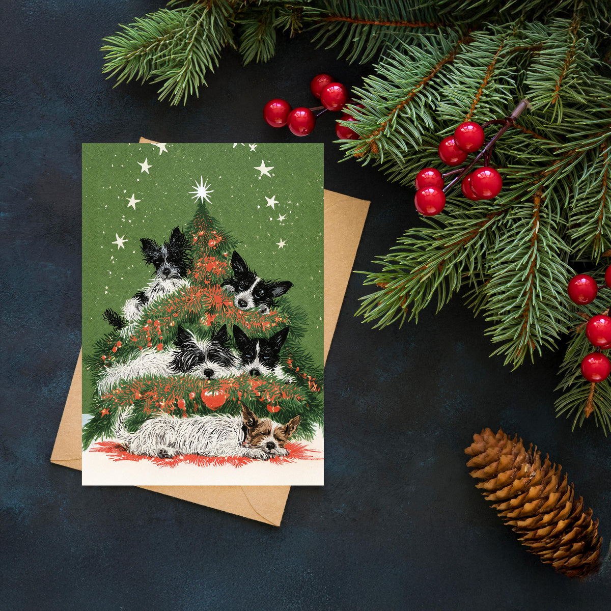 Dog Christmas Card, Christmas Dog Card, Cute Holiday Greeting, Dog Lover Gift, Festive Dog Card, Woodland Christmas, Pet Lover Gift