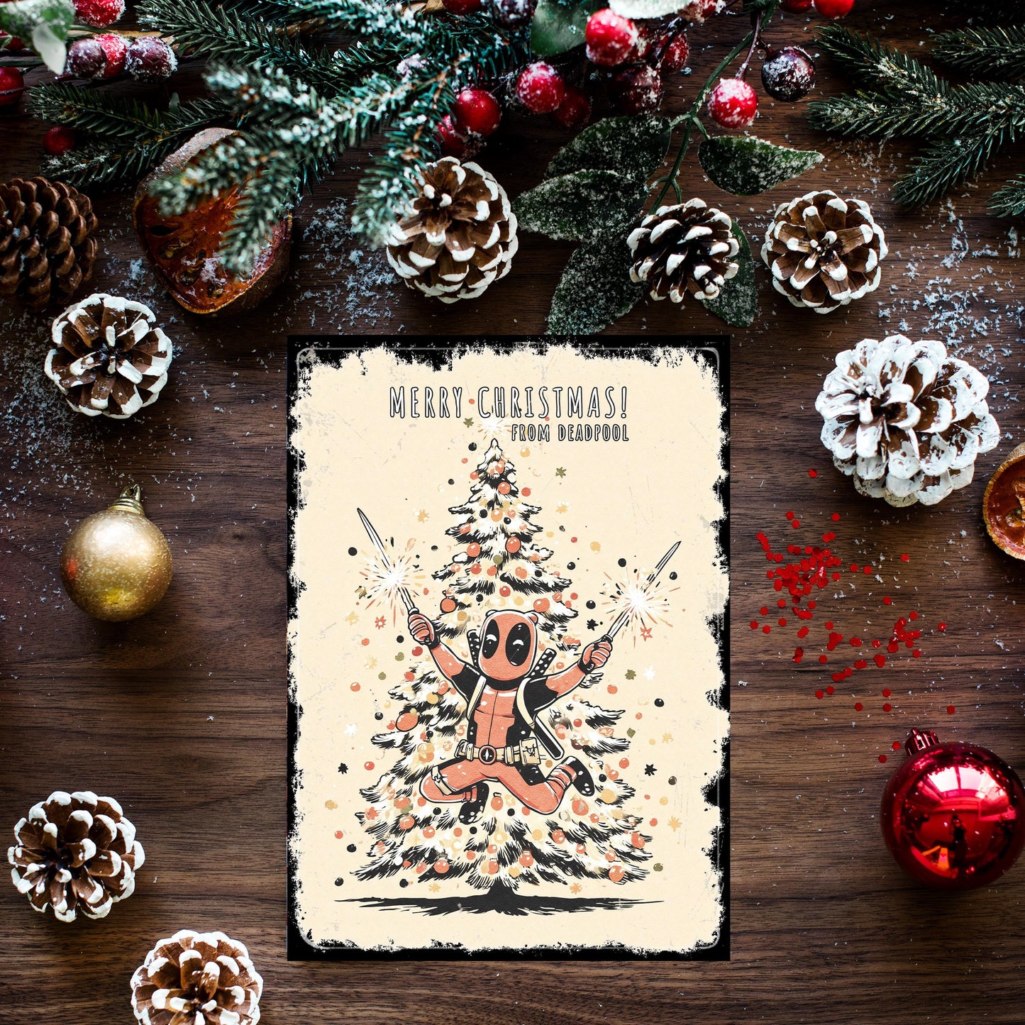 Funny Deadpool Christmas Card, Avengers Inspired