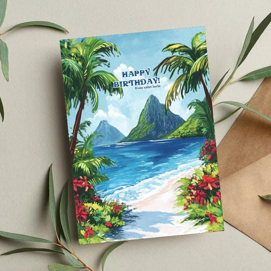 Saint Lucia Birthday Card: Caribbean Island Greeting