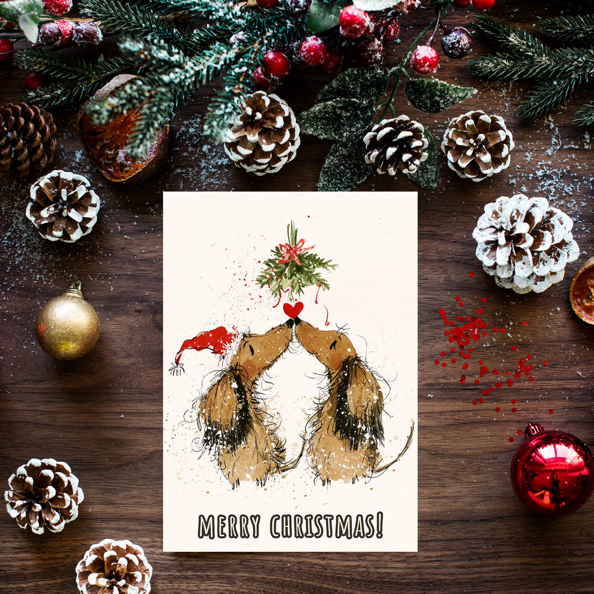 Dachshund Christmas Card, Cute Sausage Dog Xmas Card, Wiener Dog Christmas, Dog Lover Holiday Card, Funny Dog Gift, Puppy Christmas