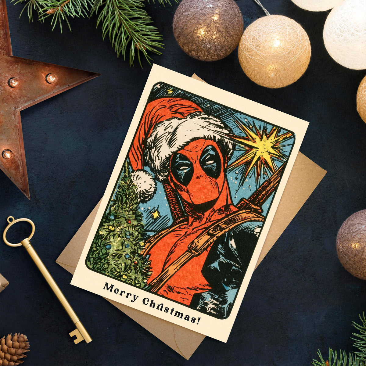 Deadpool Christmas Card, Funny Marvel Xmas Card, Deadpool Holiday Card, Comic Book Christmas Card, Superhero Fan Gift