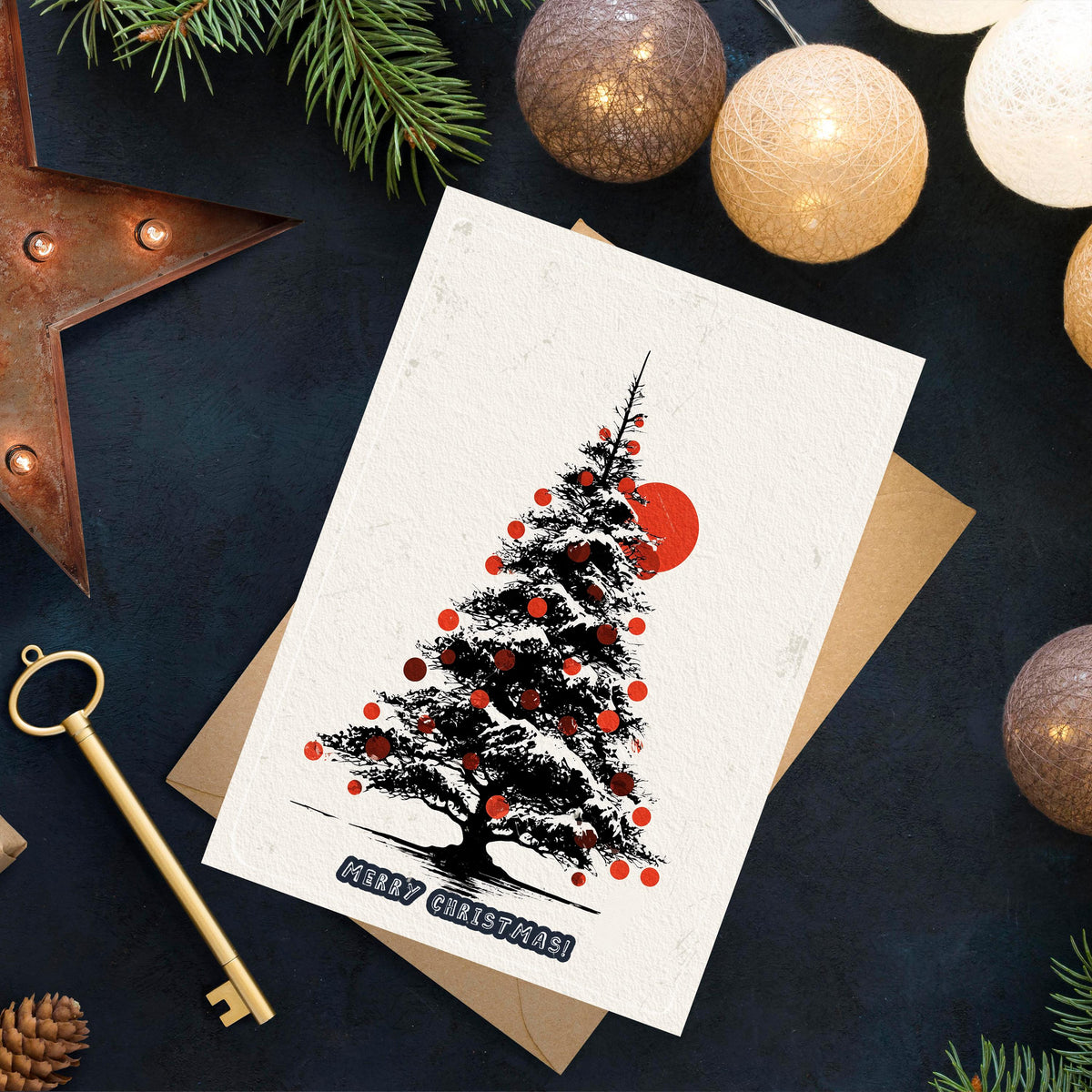 Japan Christmas Tree Card | Japanese Holiday Greeting