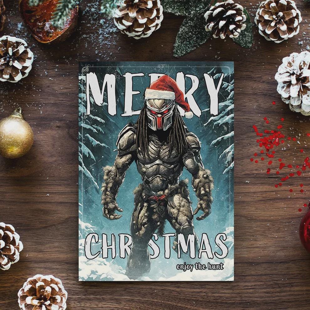 Funny Predator Christmas Card • Sci-Fi Holiday Card