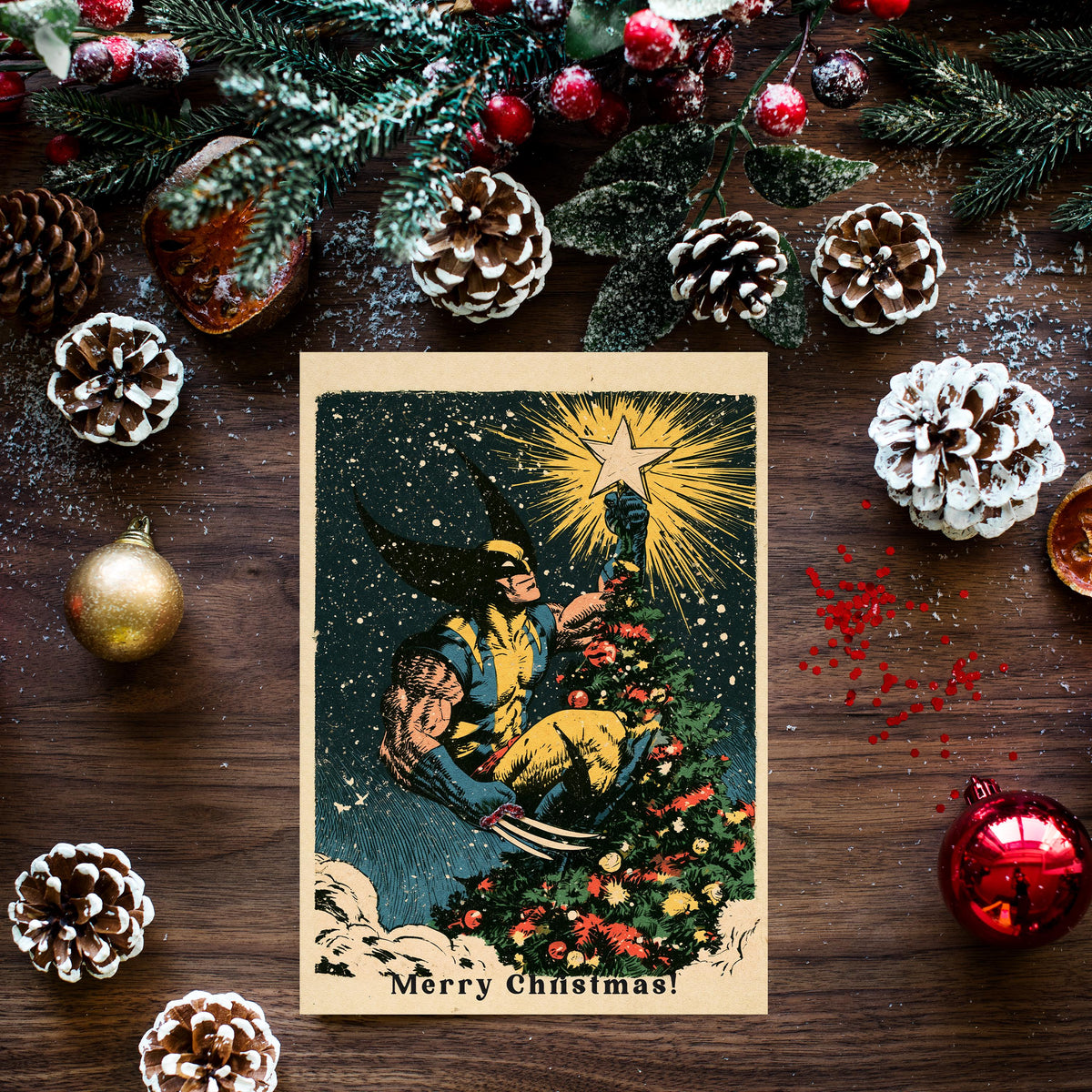 Wolverine Christmas Card, Wolverine Xmas Card, Marvel Christmas Card, Superhero Holiday Card, Comic Book Christmas, Wolverine Gift