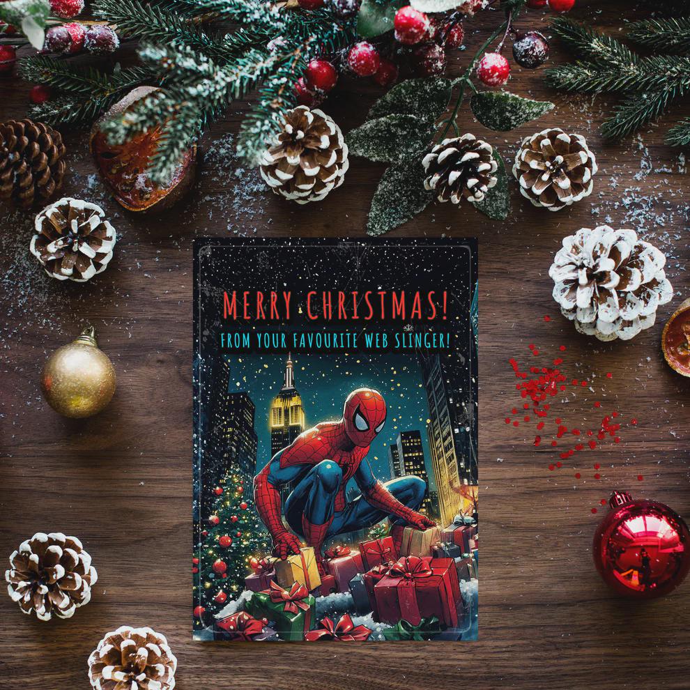 Spiderman Christmas Greeting Card, Avengers Xmas Card
