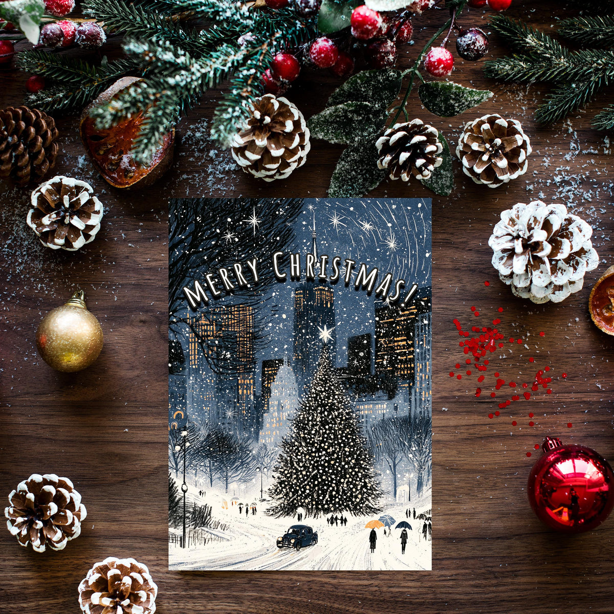 New York Christmas Card, NYC Christmas Card, New York Winter Card, City Christmas Xmas Card, Manhattan Holiday Card, NYC Gift
