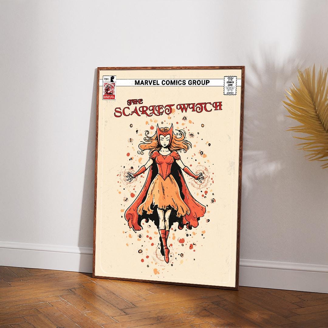 Scarlet Witch Poster | Wanda Maximoff, Marvel Wall Art, Avengers Poster, Superhero Poster, Comic Book Poster, Marvel Print, Marvel Poster