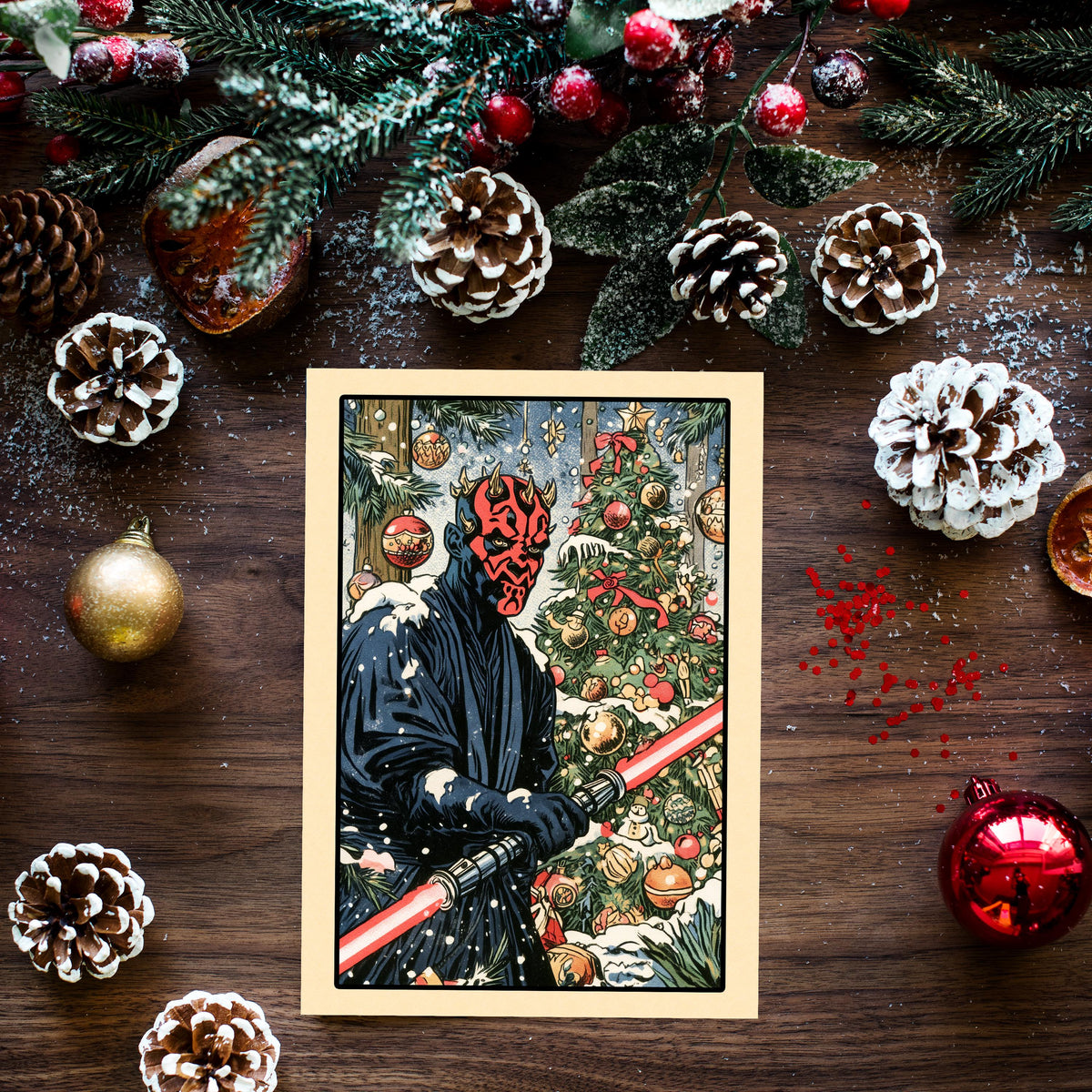 Darth Maul Christmas Card, Star Wars Christmas Card, Funny Christmas Card, Sith Holiday Card, Sci Fi Christmas Gift, Geeky Holiday Card