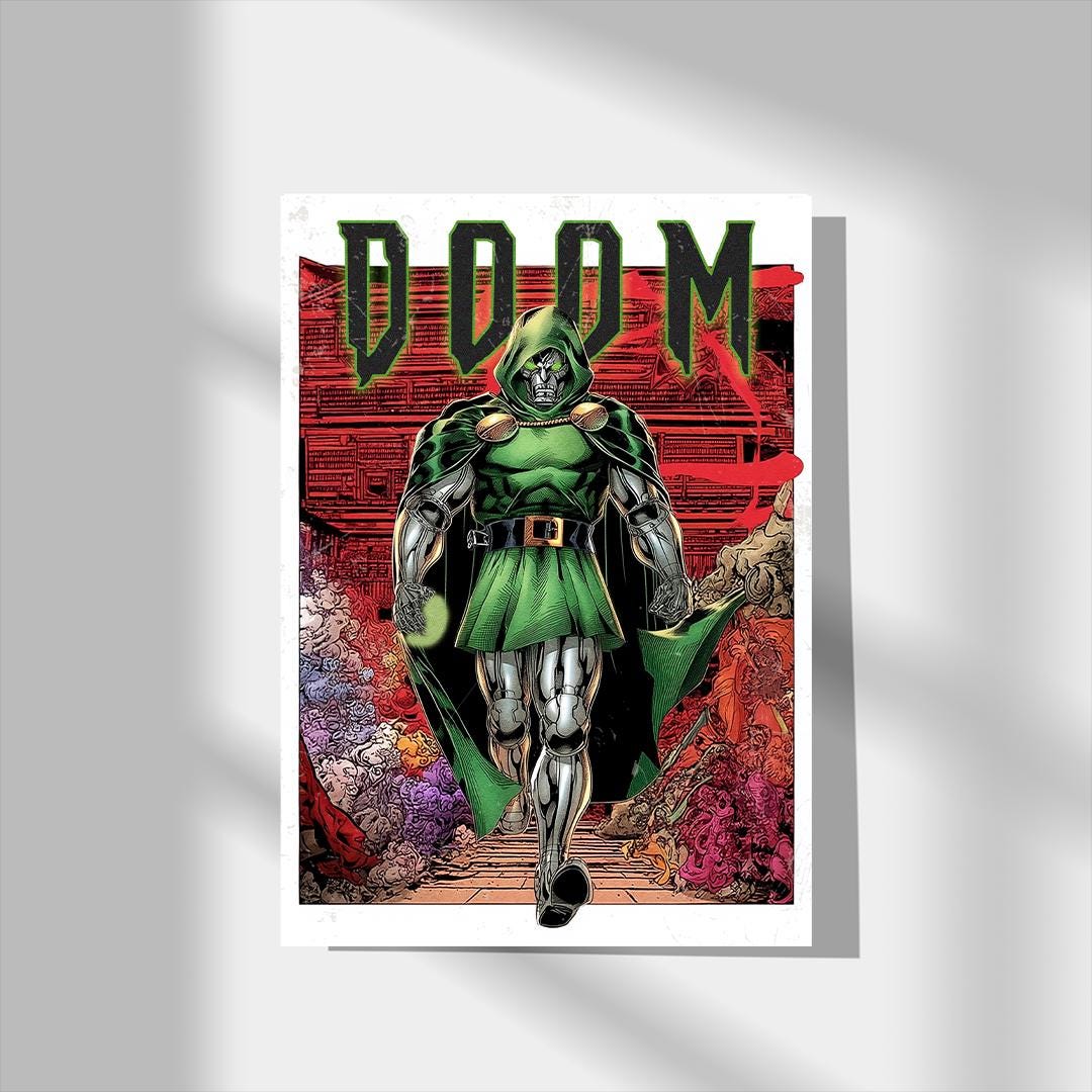 Doctor Doom Poster – Marvel Villain Wall Art, Comic Book Decor, Supervillain Print, Dr Doom Artwork, Gift for Marvel Fans