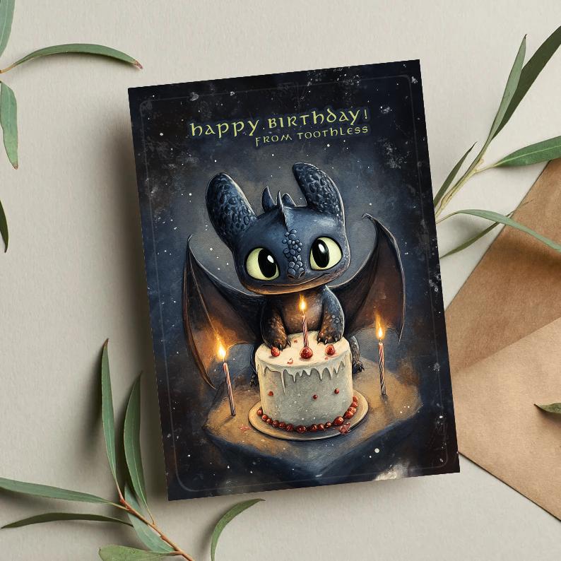 Toothless Birthday Card, How To Train Your Dragon Card, Greeting Card ...