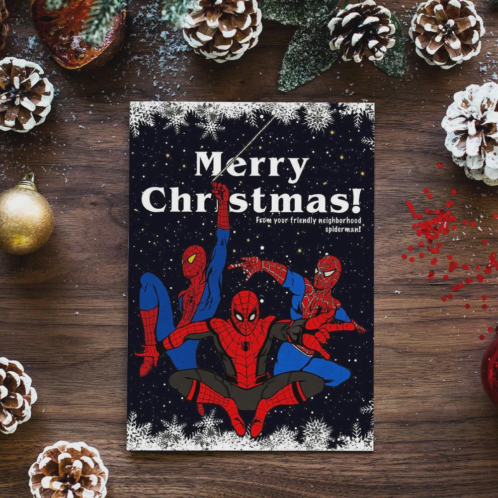 Spiderman Christmas Card, Avengers Xmas Greeting Card