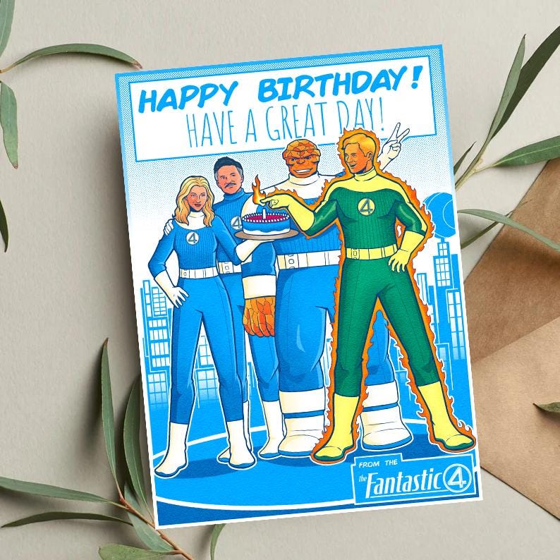 Fantastic Four Birthday Card • Marvel Gift • Avengers Birthday Card • Fantastic Four Card • Funny Birthday Card • Birthday cards