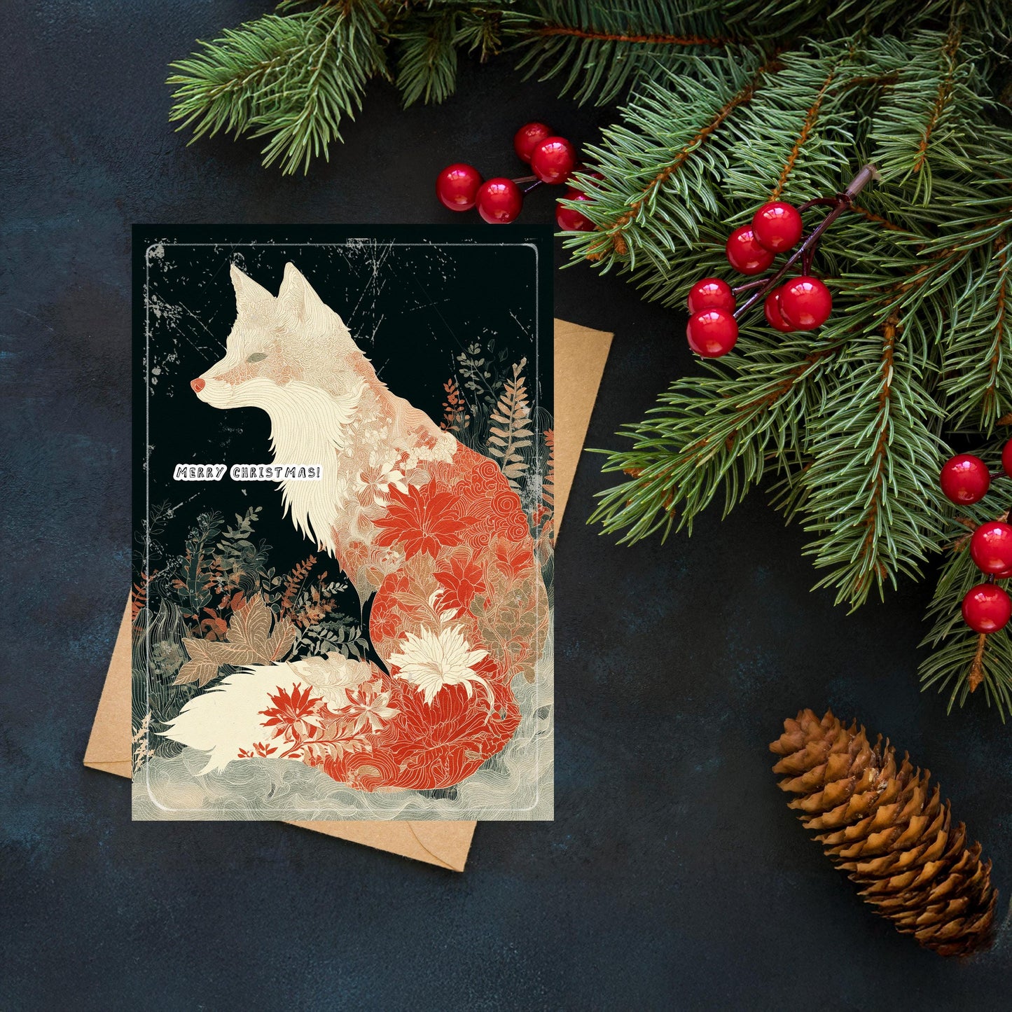 Fox Christmas Card | Japanese Art Holiday Greeting