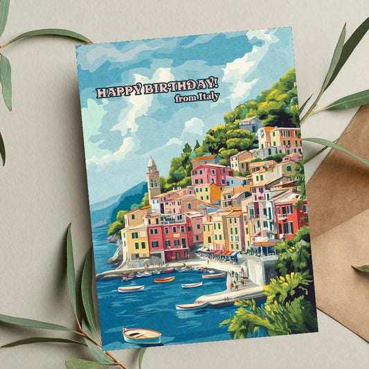 Italy Birthday Card: Rome Skyline Travel Art